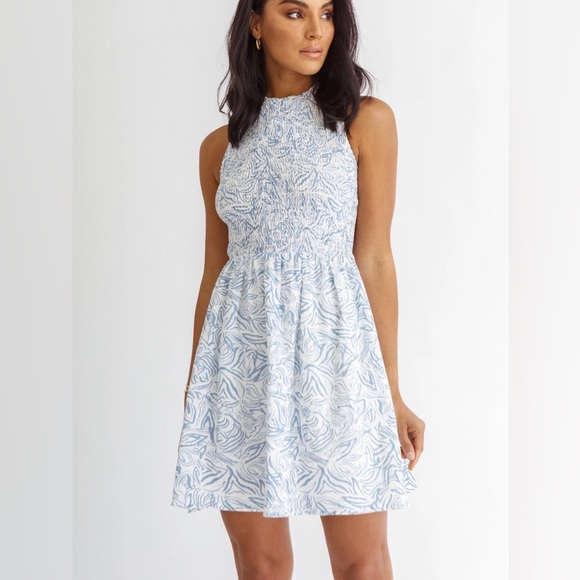 Blue Wave Smocked Dress - Picture 2 of 5